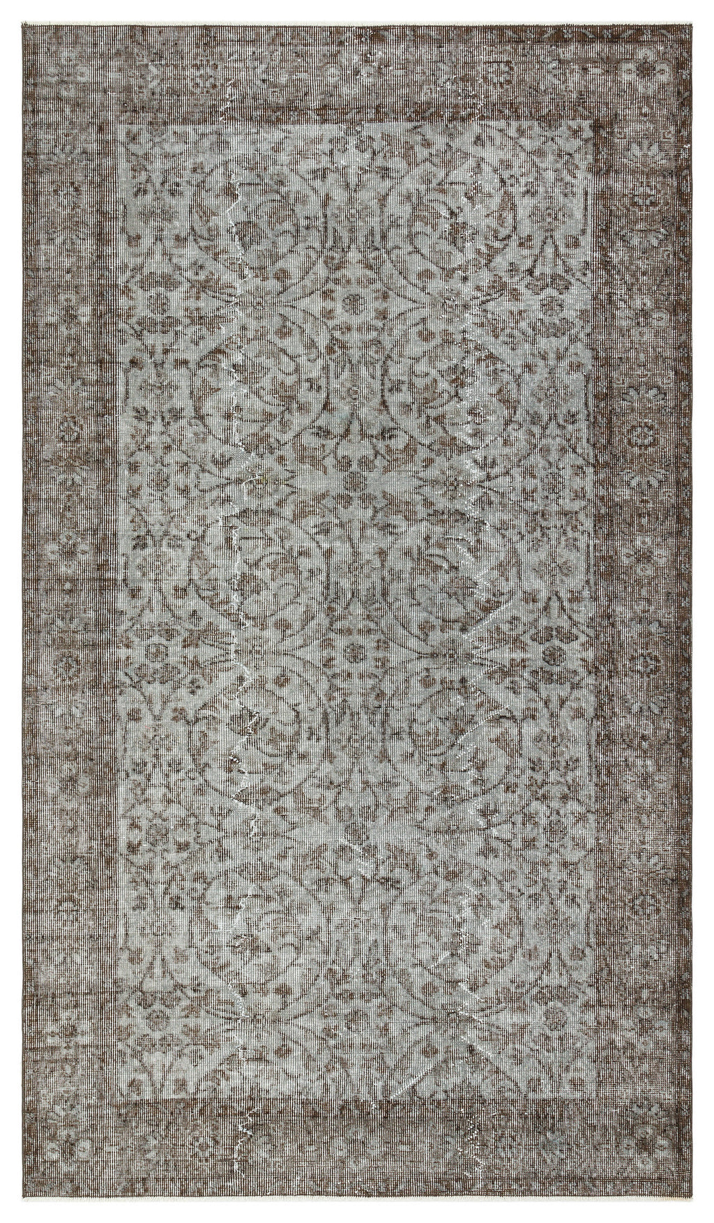 Gray Over Dyed Vintage Rug 4'8'' x 8'1'' ft 142 x 247 cm