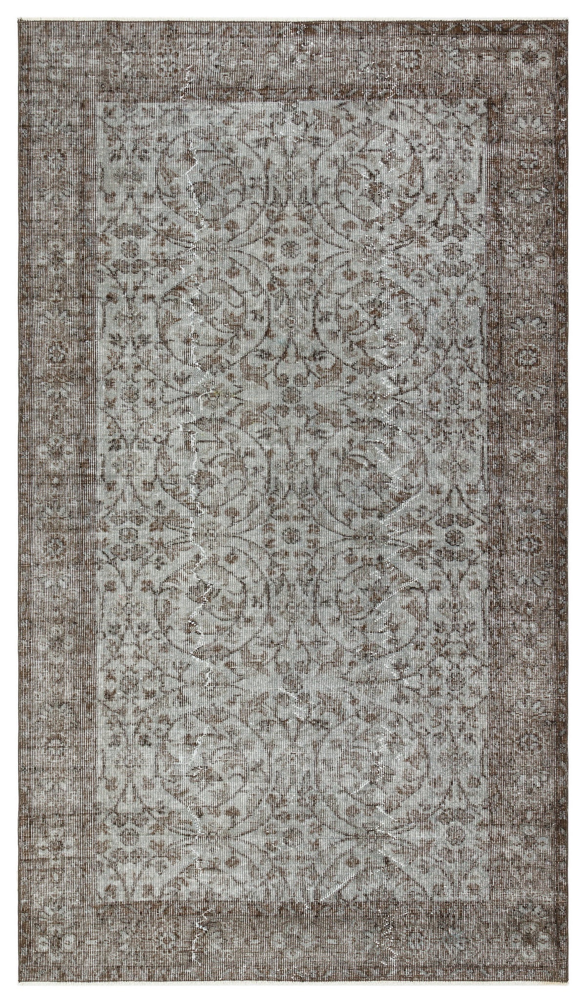 Gray Over Dyed Vintage Rug 4&#39;8&#39;&#39; x 8&#39;1&#39;&#39; ft 142 x 247 cm