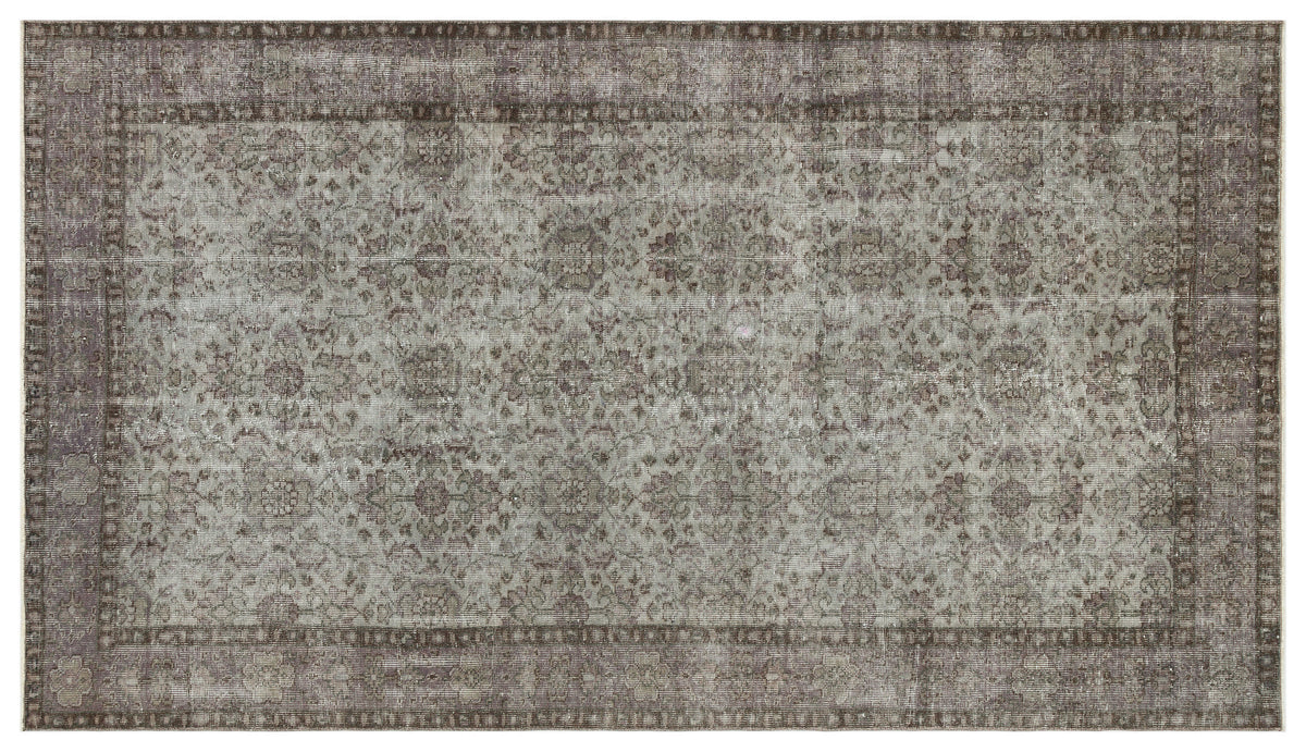 Gray Over Dyed Vintage Rug 5&#39;4&#39;&#39; x 9&#39;4&#39;&#39; ft 162 x 285 cm