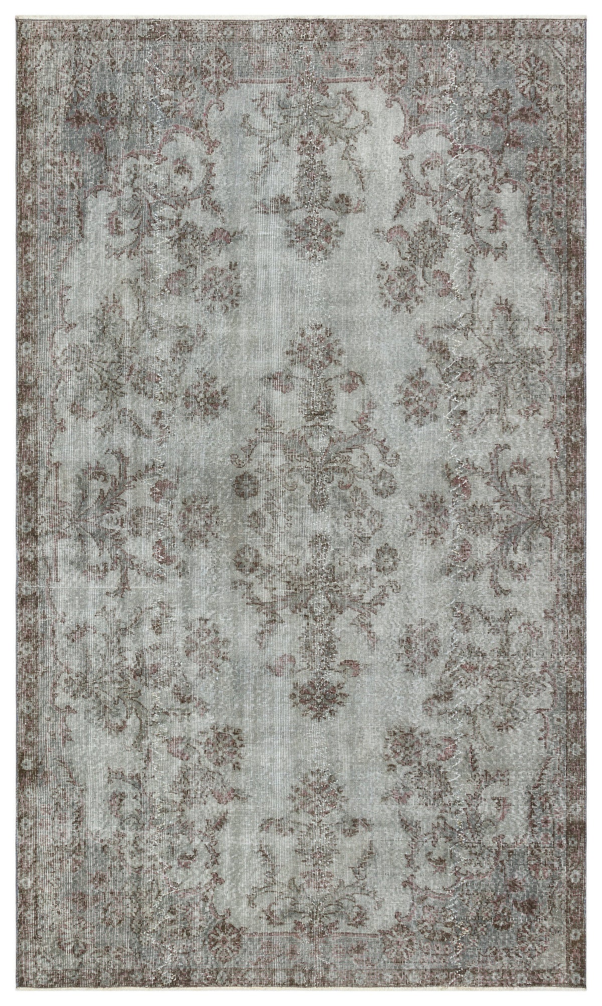 Gray Over Dyed Vintage Rug 5&#39;8&#39;&#39; x 9&#39;7&#39;&#39; ft 172 x 292 cm