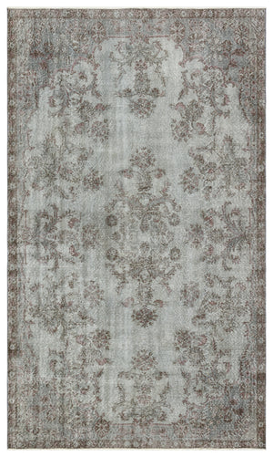 Gray Over Dyed Vintage Rug 5'8'' x 9'7'' ft 172 x 292 cm