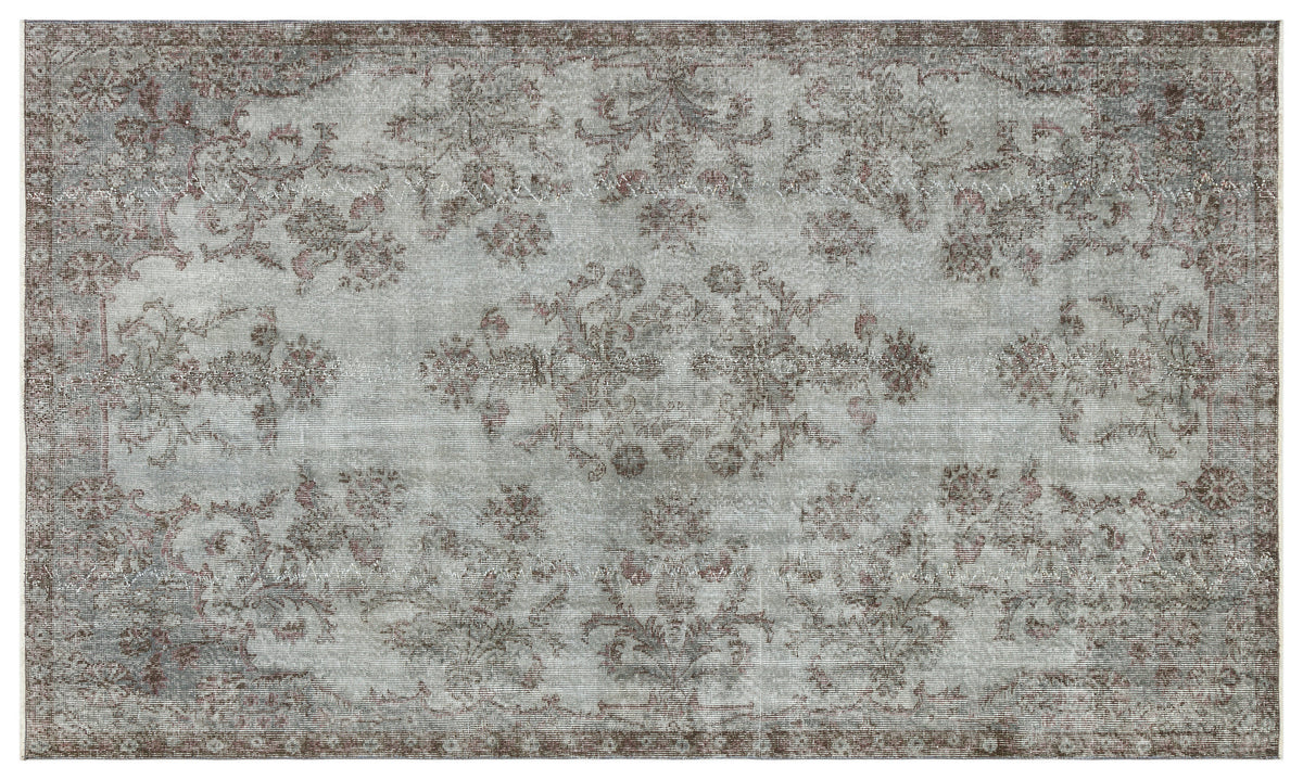 Gray Over Dyed Vintage Rug 5&#39;8&#39;&#39; x 9&#39;7&#39;&#39; ft 172 x 292 cm