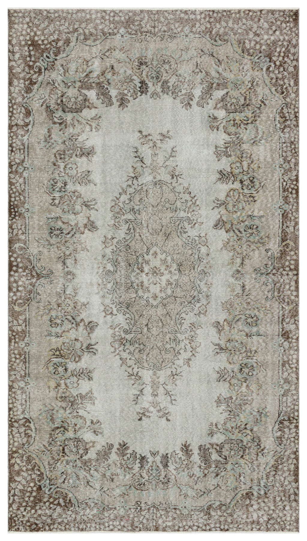 Gray Over Dyed Vintage Rug 5'9'' x 10'1'' ft 174 x 307 cm