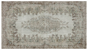 Gray Over Dyed Vintage Rug 5'9'' x 10'1'' ft 174 x 307 cm