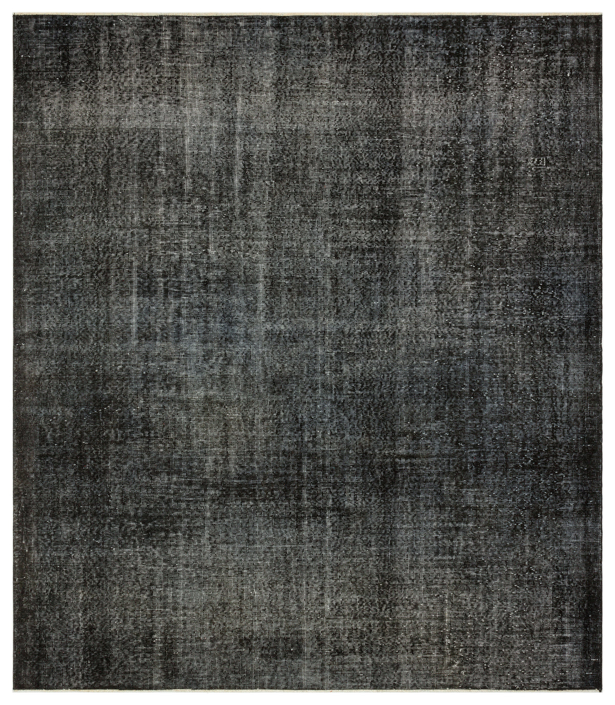 Black Over Dyed Vintage Rug 7&#39;1&#39;&#39; x 8&#39;1&#39;&#39; ft 215 x 246 cm