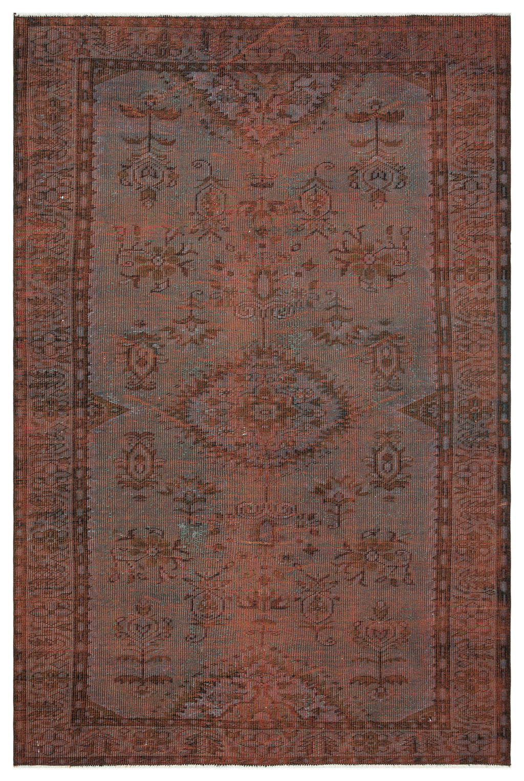 Brown Over Dyed Vintage Rug 5'9'' x 8'10'' ft 176 x 268 cm