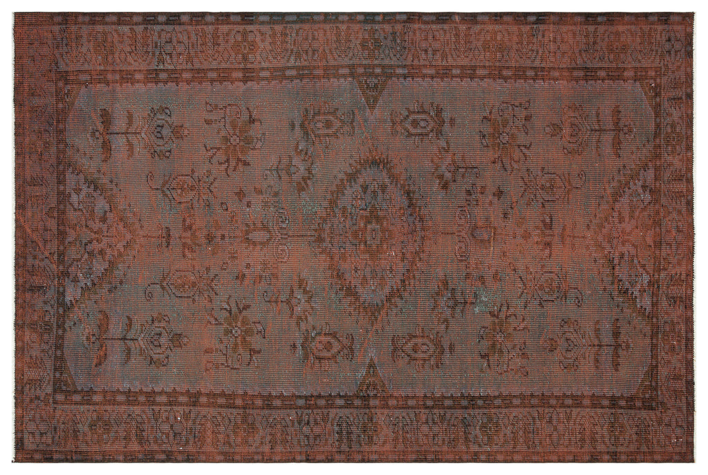 Brown Over Dyed Vintage Rug 5'9'' x 8'10'' ft 176 x 268 cm
