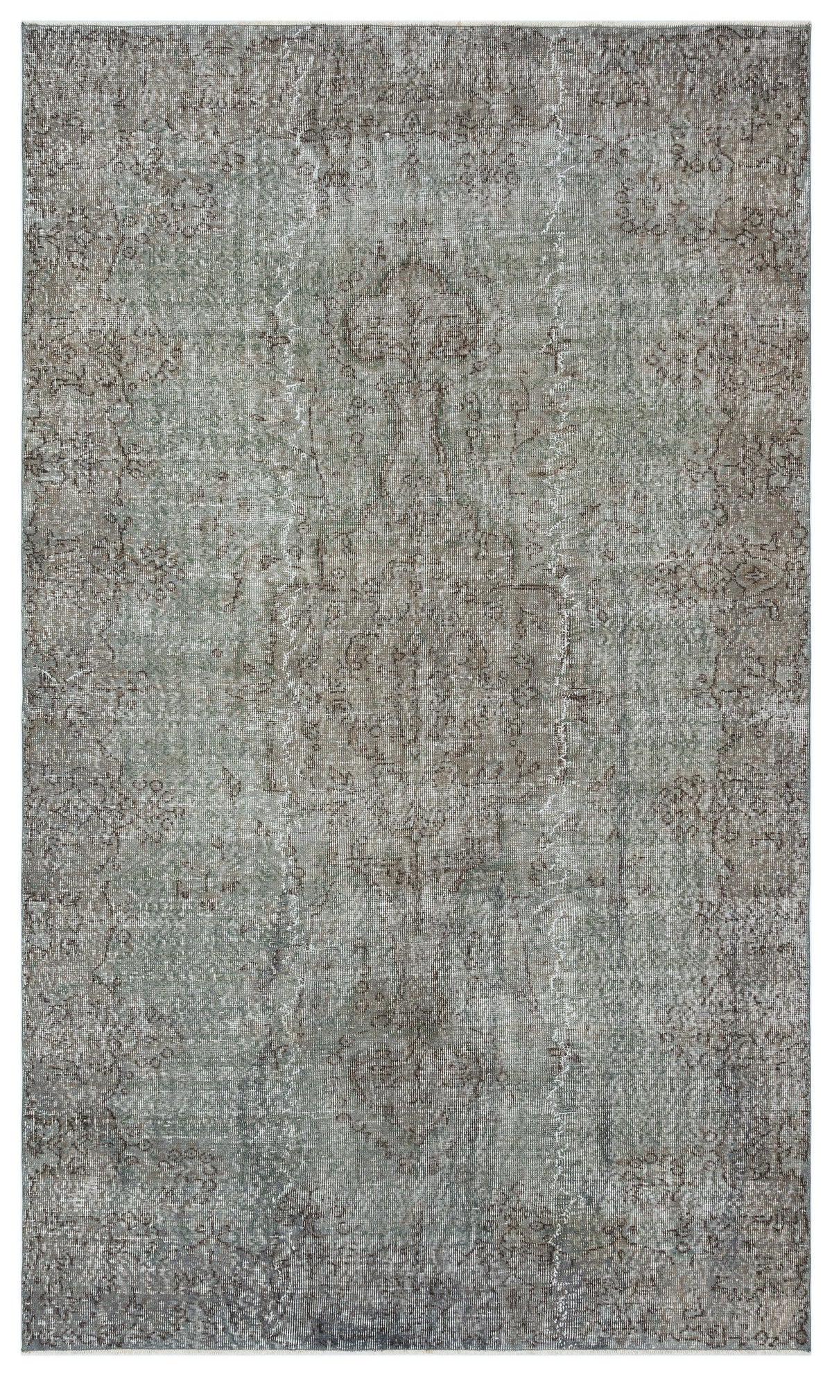 Gray Over Dyed Vintage Rug 5&#39;8&#39;&#39; x 9&#39;7&#39;&#39; ft 172 x 291 cm