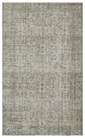 Gray Over Dyed Vintage Rug 5'5'' x 8'10'' ft 164 x 269 cm
