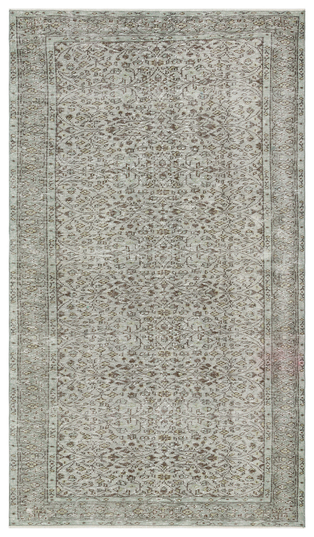 Gray Over Dyed Vintage Rug 5'1'' x 8'11'' ft 155 x 271 cm
