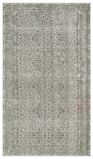 Gray Over Dyed Vintage Rug 5'1'' x 8'11'' ft 155 x 271 cm