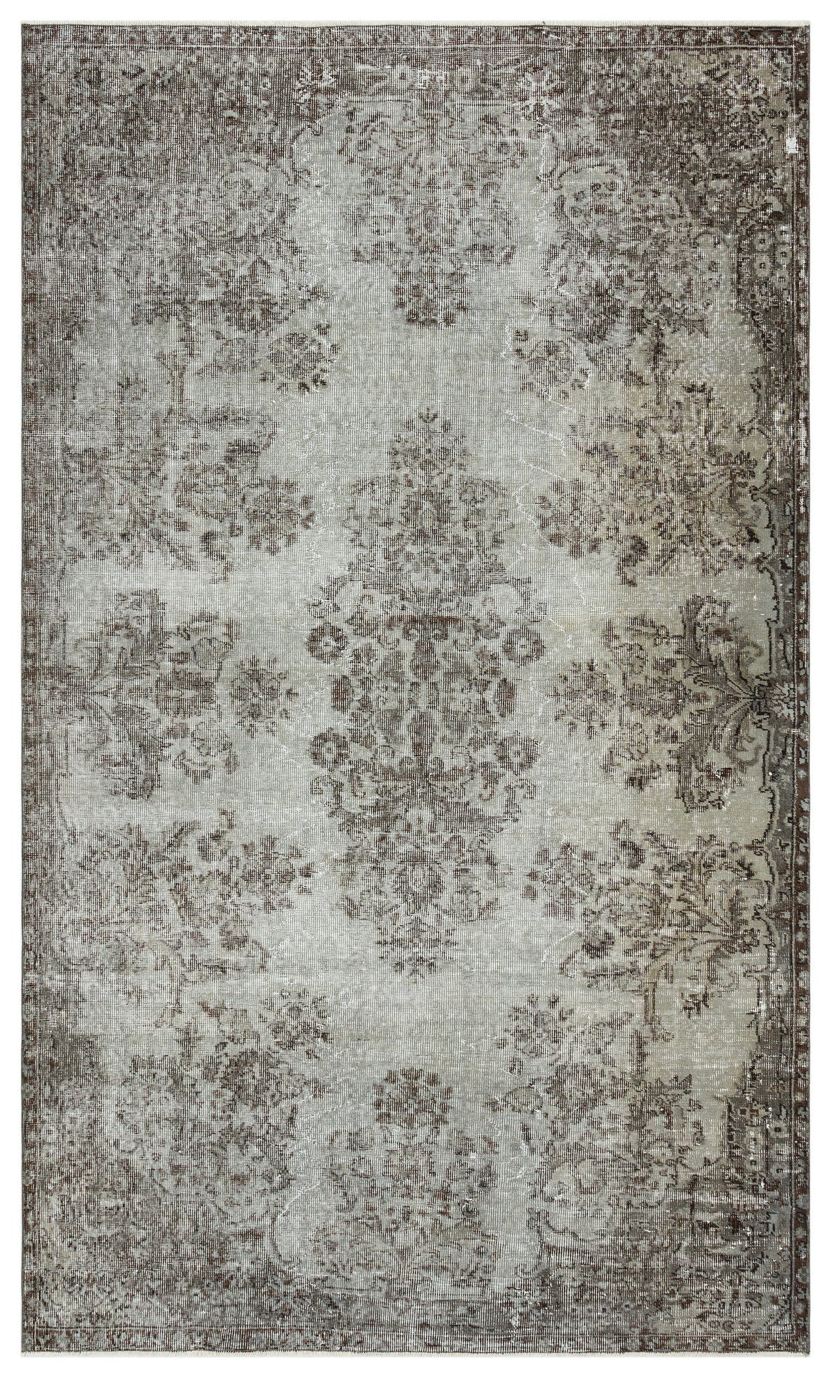 Gray Over Dyed Vintage Rug 5&#39;9&#39;&#39; x 9&#39;4&#39;&#39; ft 174 x 285 cm