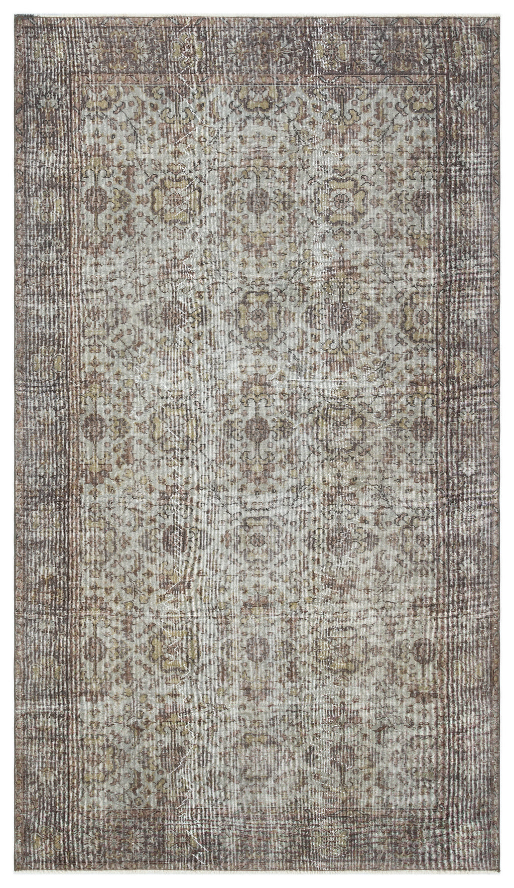 Gray Over Dyed Vintage Rug 5'4'' x 9'5'' ft 162 x 287 cm