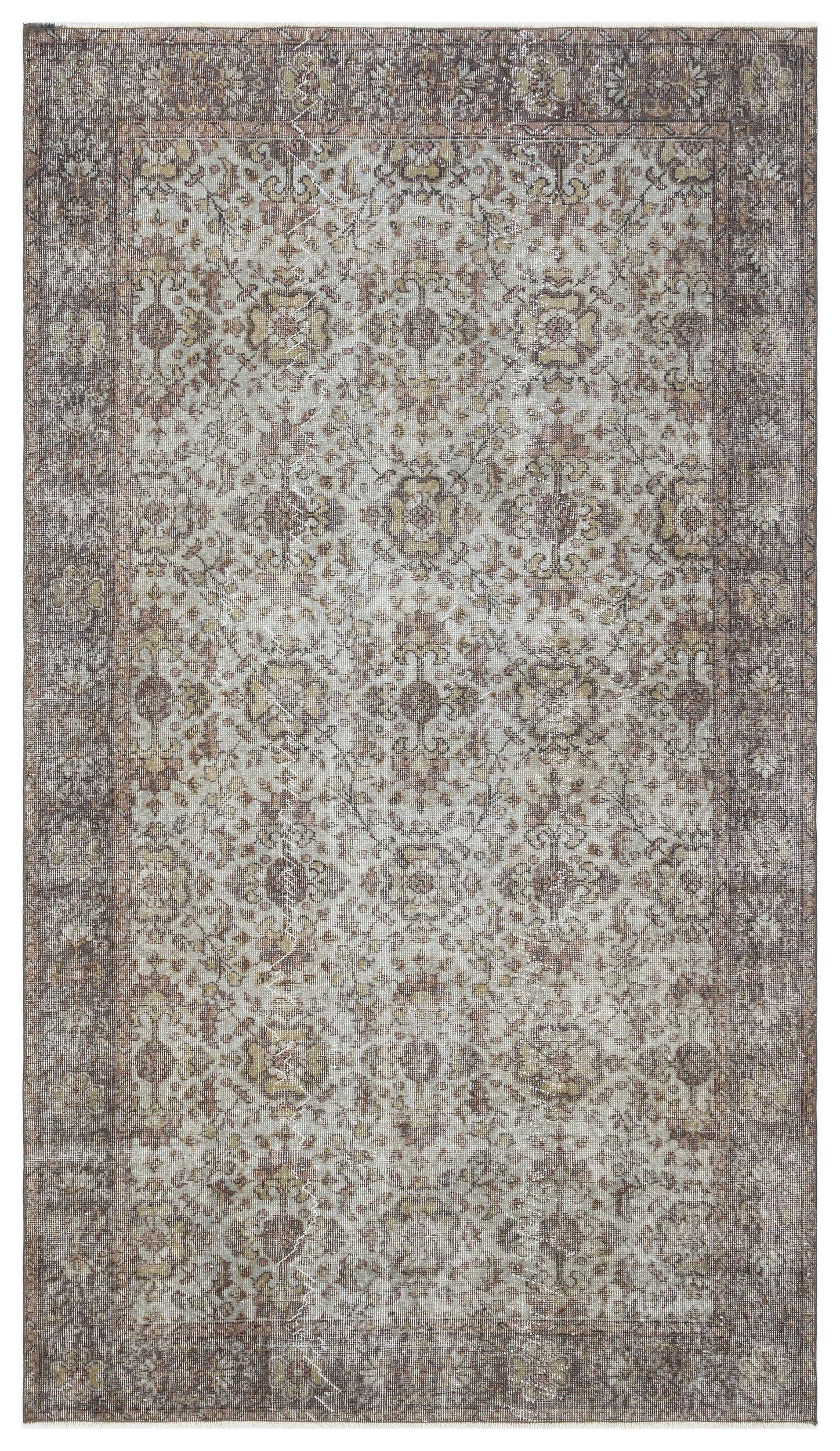 Gray Over Dyed Vintage Rug 5'4'' x 9'5'' ft 162 x 287 cm