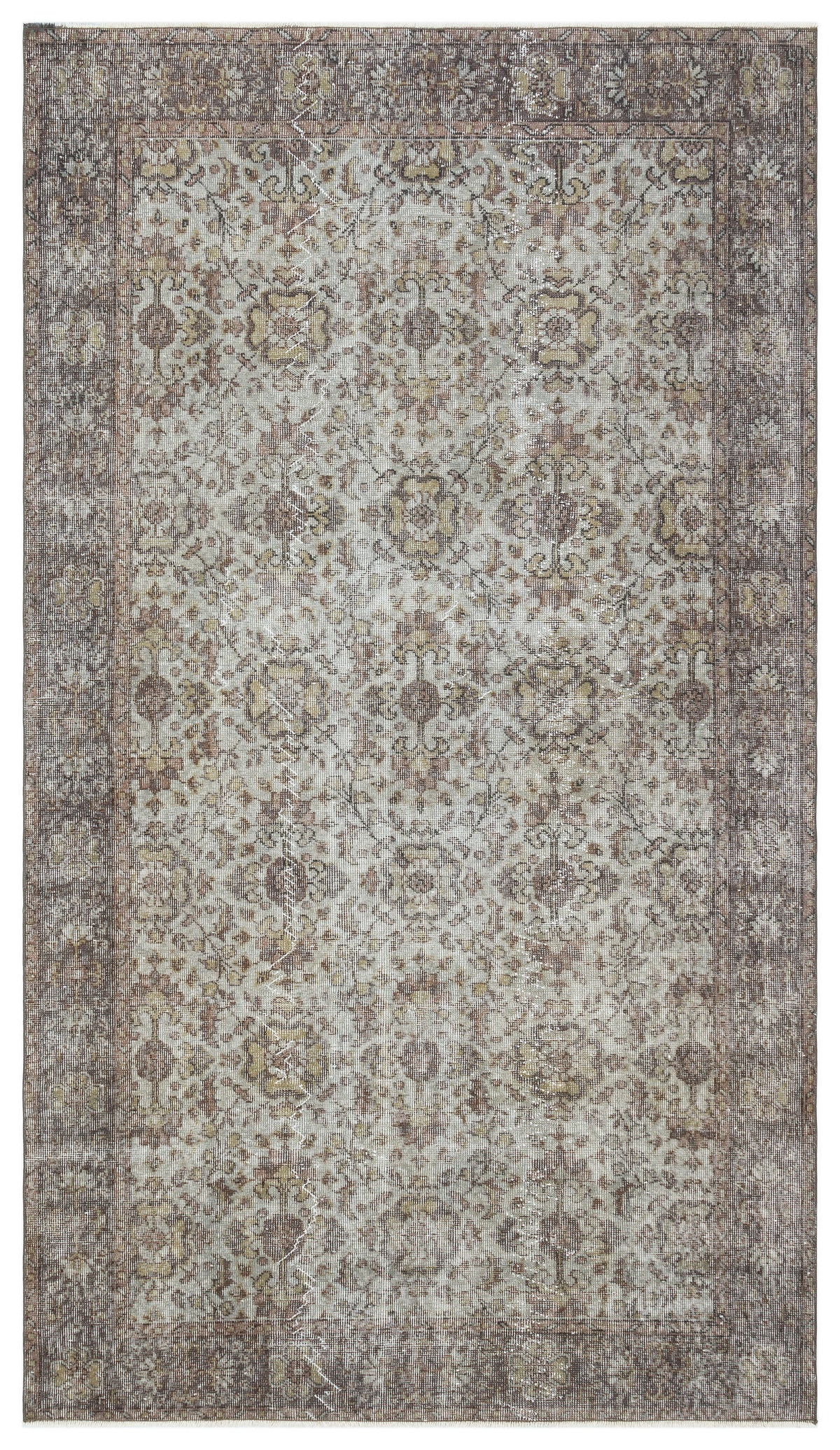 Gray Over Dyed Vintage Rug 5&#39;4&#39;&#39; x 9&#39;5&#39;&#39; ft 162 x 287 cm