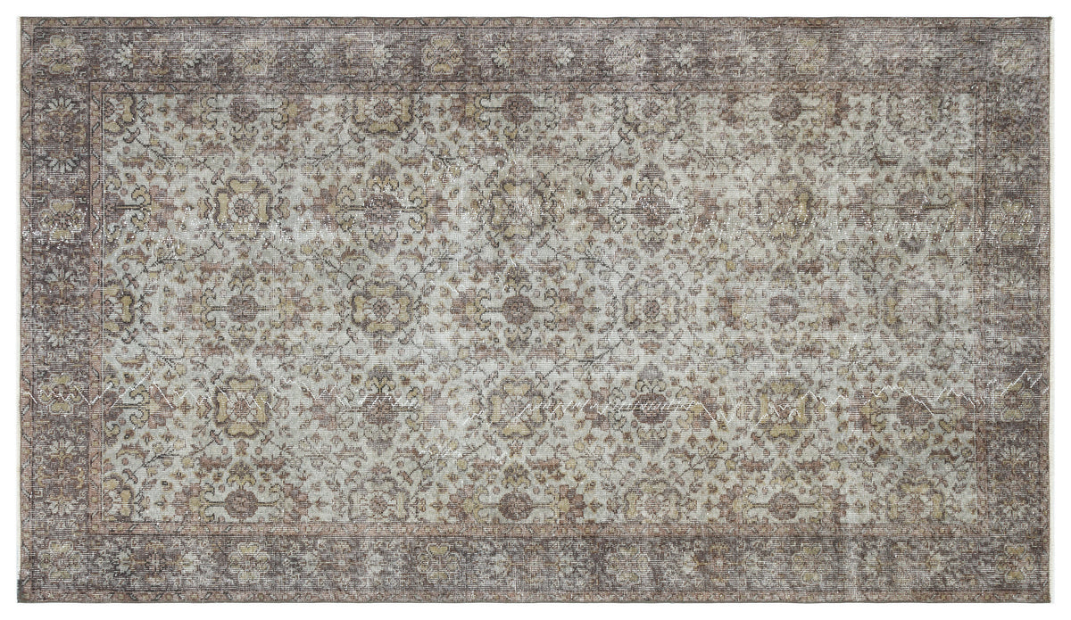 Gray Over Dyed Vintage Rug 5&#39;4&#39;&#39; x 9&#39;5&#39;&#39; ft 162 x 287 cm