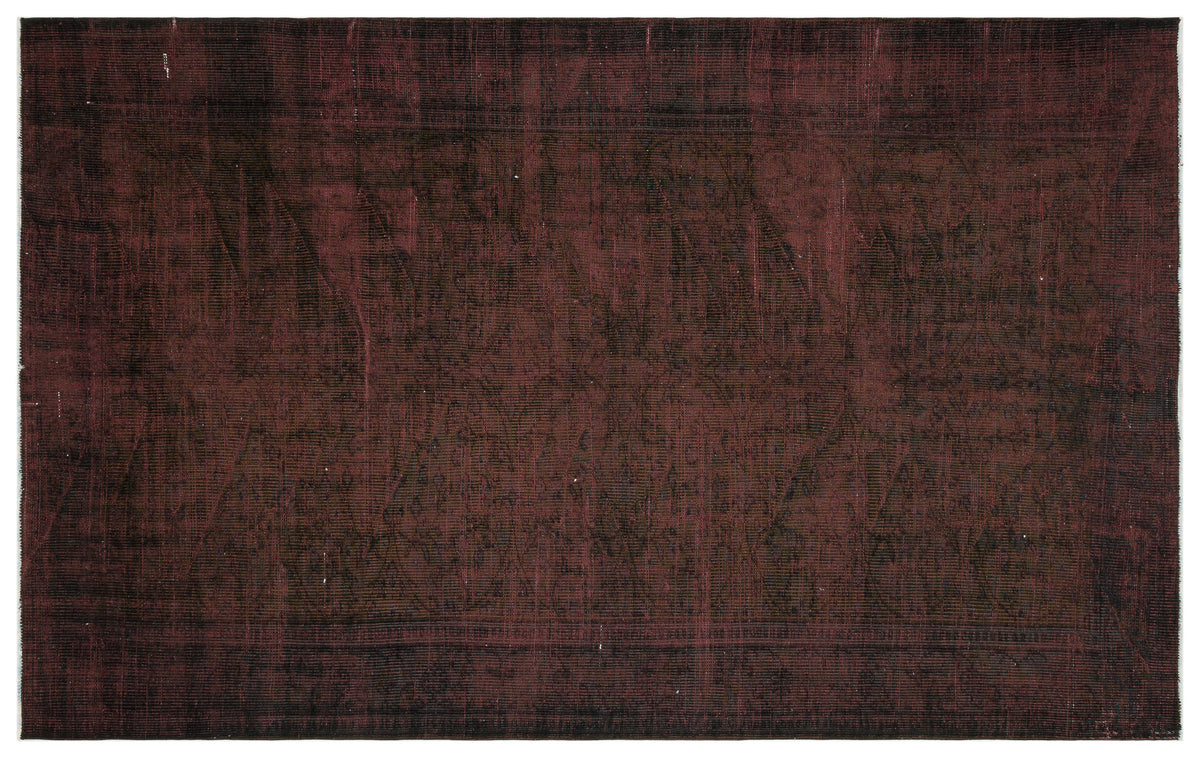 Brown Over Dyed Vintage Rug 6&#39;4&#39;&#39; x 9&#39;11&#39;&#39; ft 192 x 301 cm