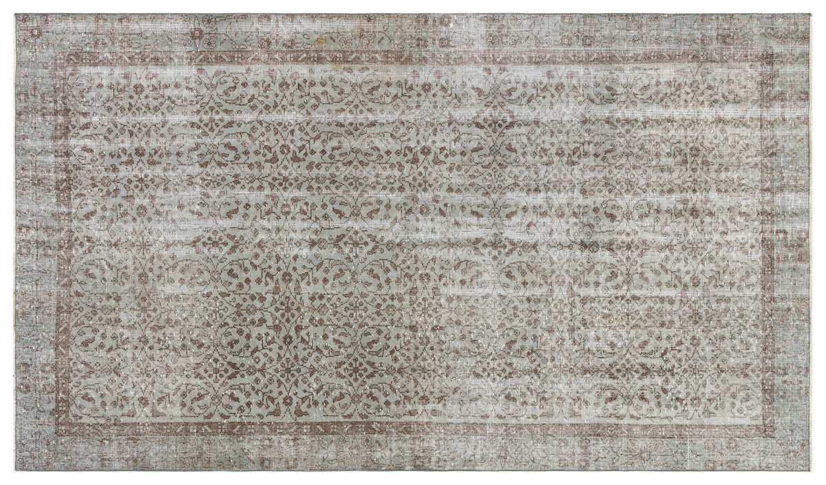 Gray Over Dyed Vintage Rug 5&#39;3&#39;&#39; x 8&#39;12&#39;&#39; ft 160 x 274 cm