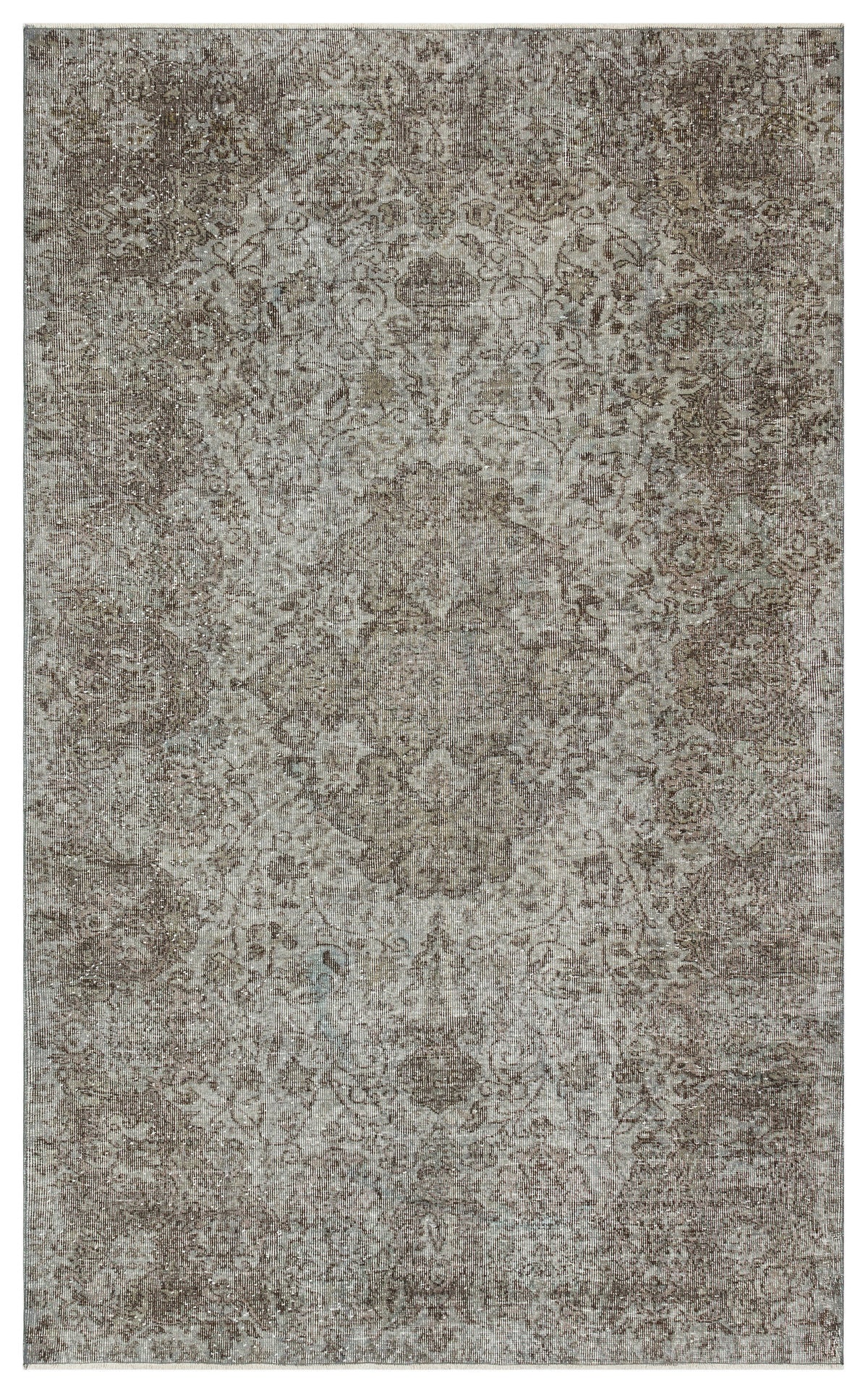 Gray Over Dyed Vintage Rug 5&#39;4&#39;&#39; x 8&#39;10&#39;&#39; ft 162 x 268 cm