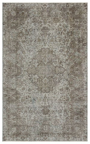 Gray Over Dyed Vintage Rug 5'4'' x 8'10'' ft 162 x 268 cm