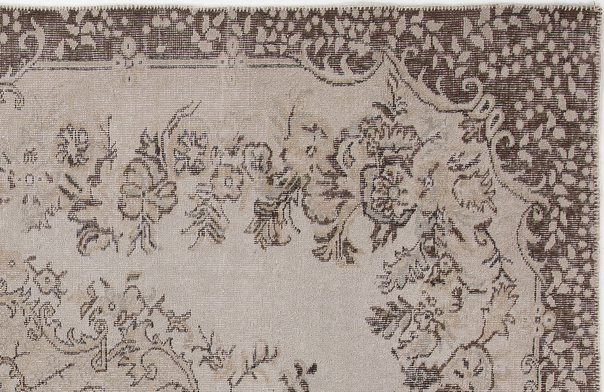 Beige Over Dyed Vintage Rug 5&#39;8&#39;&#39; x 8&#39;10&#39;&#39; ft 172 x 270 cm