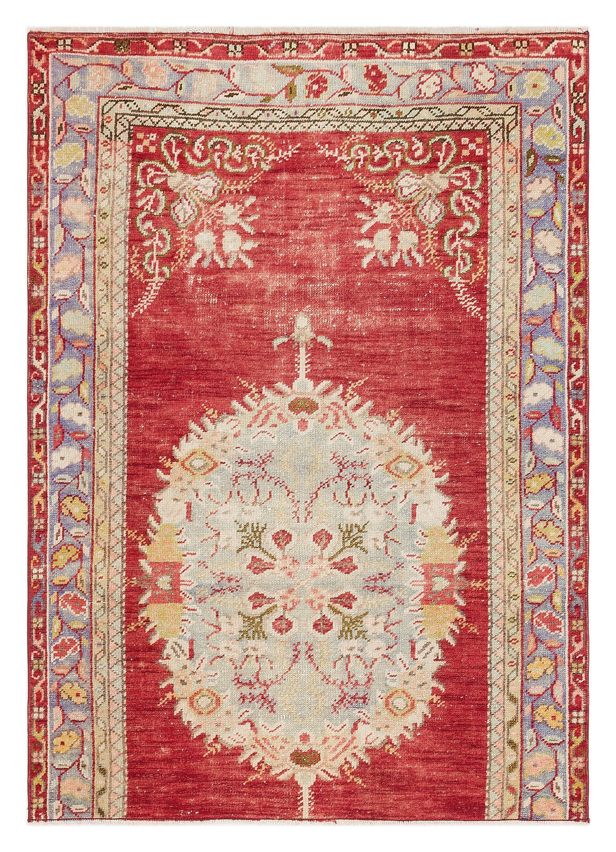 Natural Anatolium Turkish Vintage Rug 3&#39;3&#39;&#39; x 4&#39;6&#39;&#39; ft 100 x 137 cm