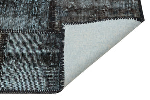 Gray Over Dyed Patchwork Unique Rug 3'11'' x 5'11'' ft 120 x 181 cm