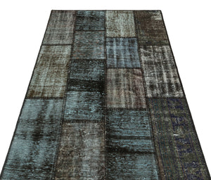 Gray Over Dyed Patchwork Unique Rug 3'11'' x 5'11'' ft 120 x 181 cm