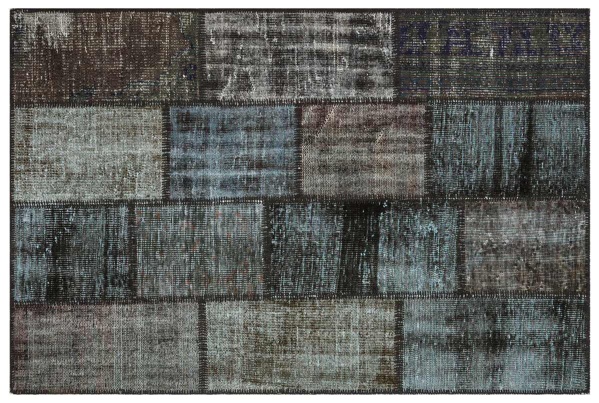 Gray Over Dyed Patchwork Unique Rug 3&#39;11&#39;&#39; x 5&#39;11&#39;&#39; ft 120 x 181 cm