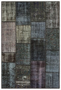 Gray Over Dyed Patchwork Unique Rug 3'11'' x 5'10'' ft 120 x 179 cm