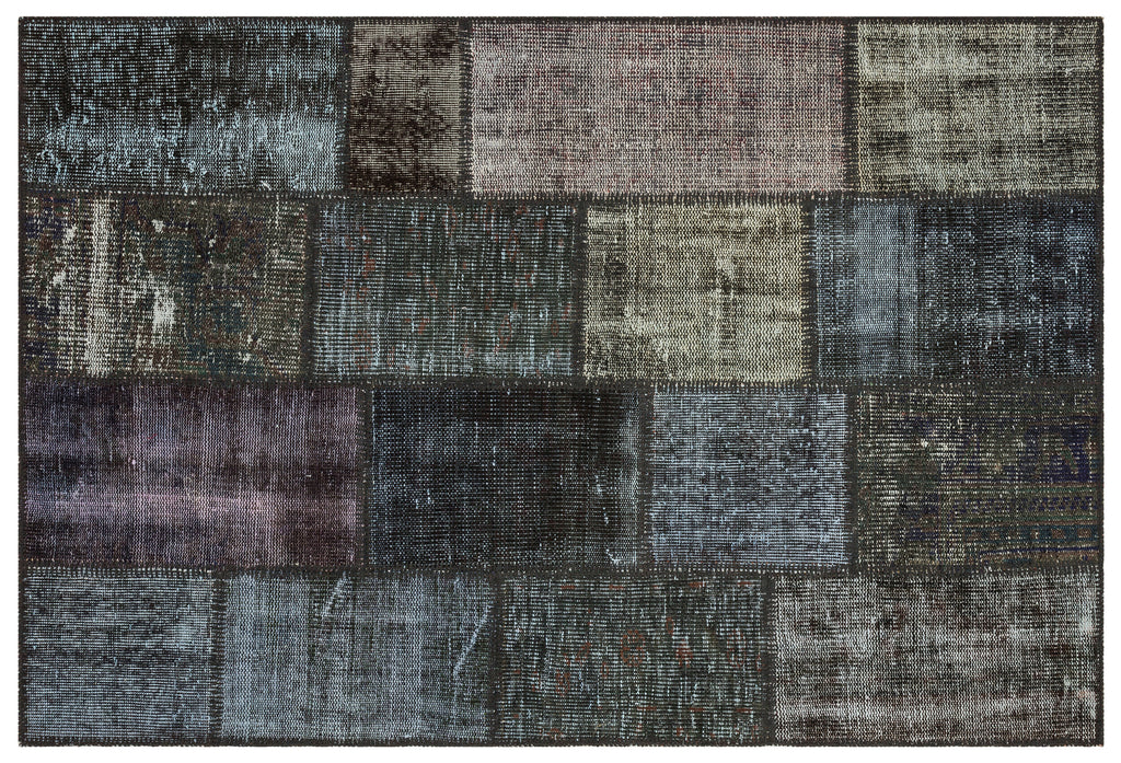Gray Over Dyed Patchwork Unique Rug 3'11'' x 5'10'' ft 120 x 179 cm