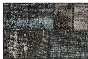 Gray Over Dyed Patchwork Unique Rug 3'11'' x 5'10'' ft 120 x 179 cm