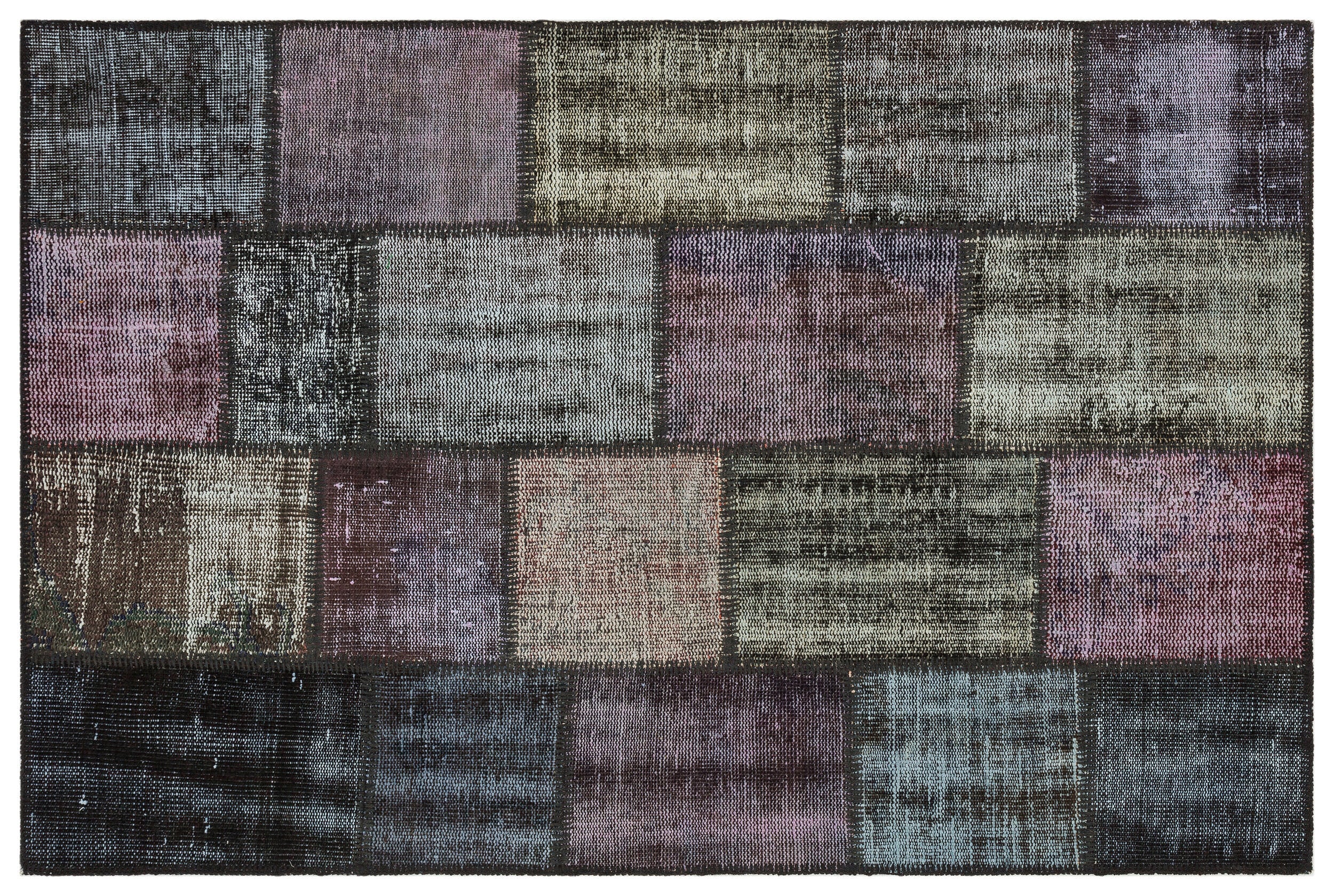 Gray Over Dyed Patchwork Unique Rug 3'11'' x 5'11'' ft 120 x 181 cm