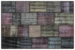 Gray Over Dyed Patchwork Unique Rug 3'11'' x 5'11'' ft 120 x 181 cm