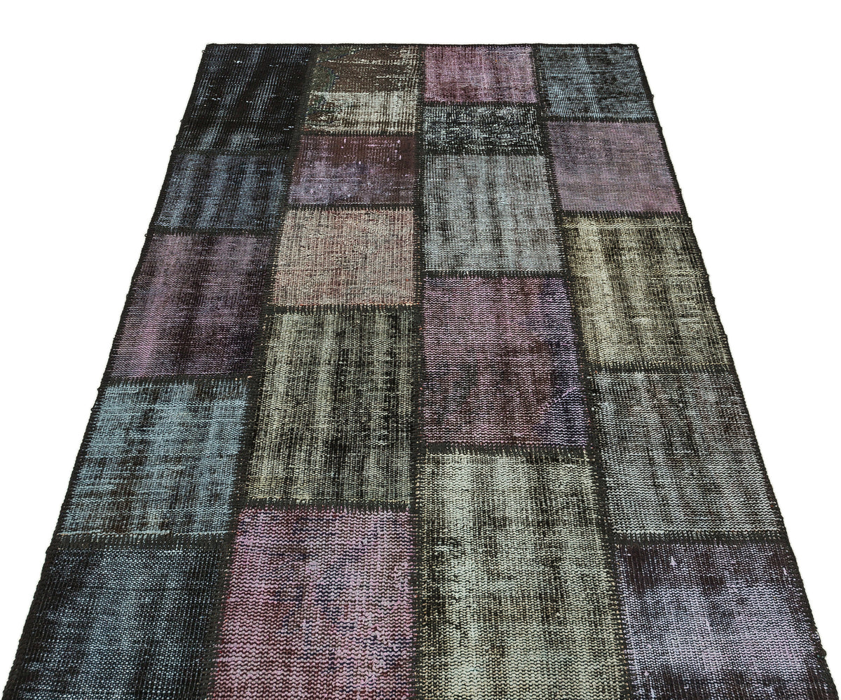 Gray Over Dyed Patchwork Unique Rug 3&#39;11&#39;&#39; x 5&#39;11&#39;&#39; ft 120 x 181 cm
