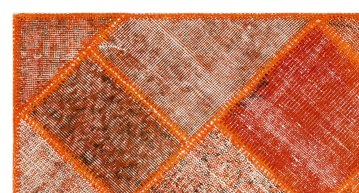 Orange Over Dyed Patchwork Unique Rug 2&#39;8&#39;&#39; x 5&#39;1&#39;&#39; ft 81 x 154 cm