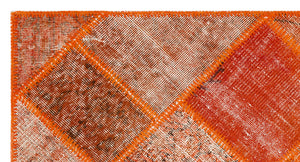 Orange Over Dyed Patchwork Unique Rug 2'8'' x 5'1'' ft 81 x 154 cm