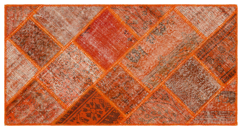 Orange Over Dyed Patchwork Unique Rug 2'8'' x 5'1'' ft 81 x 154 cm