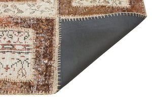 Brown Over Dyed Patchwork Unique Rug 5'3'' x 7'10'' ft 161 x 240 cm