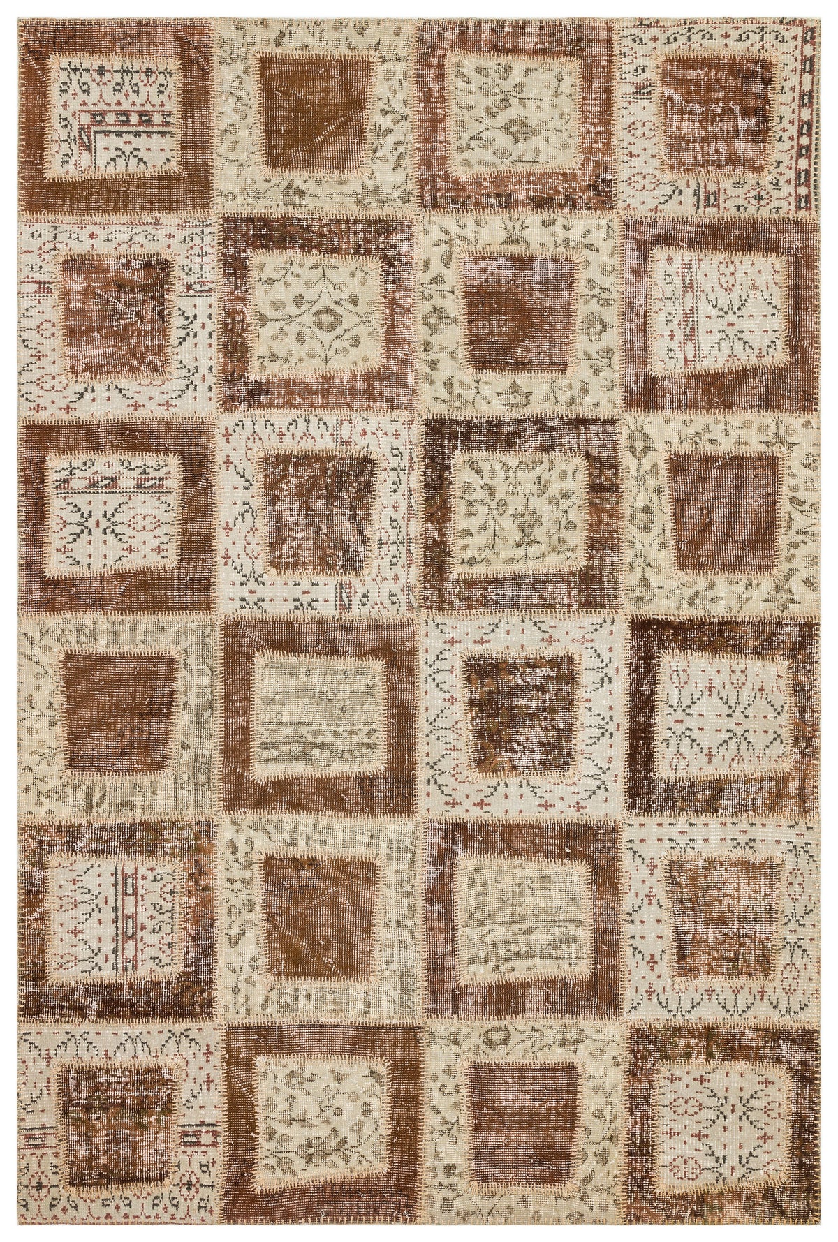 Brown Over Dyed Patchwork Unique Rug 5&#39;3&#39;&#39; x 7&#39;10&#39;&#39; ft 161 x 240 cm
