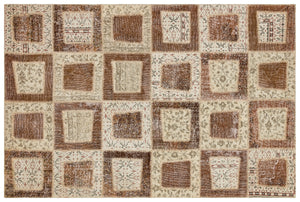 Brown Over Dyed Patchwork Unique Rug 5'3'' x 7'10'' ft 161 x 240 cm