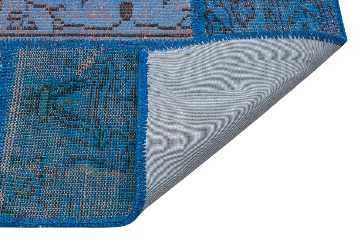 Blue Over Dyed Patchwork Unique Rug 5&#39;4&#39;&#39; x 7&#39;7&#39;&#39; ft 162 x 231 cm