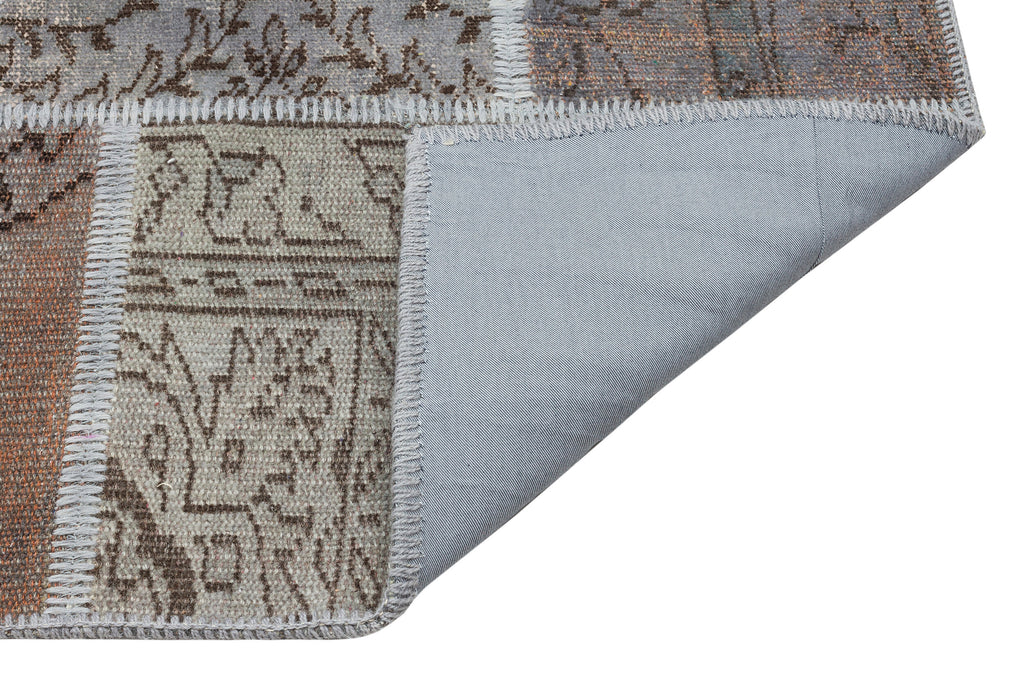Gray Over Dyed Patchwork Unique Rug 5'4'' x 7'8'' ft 162 x 234 cm