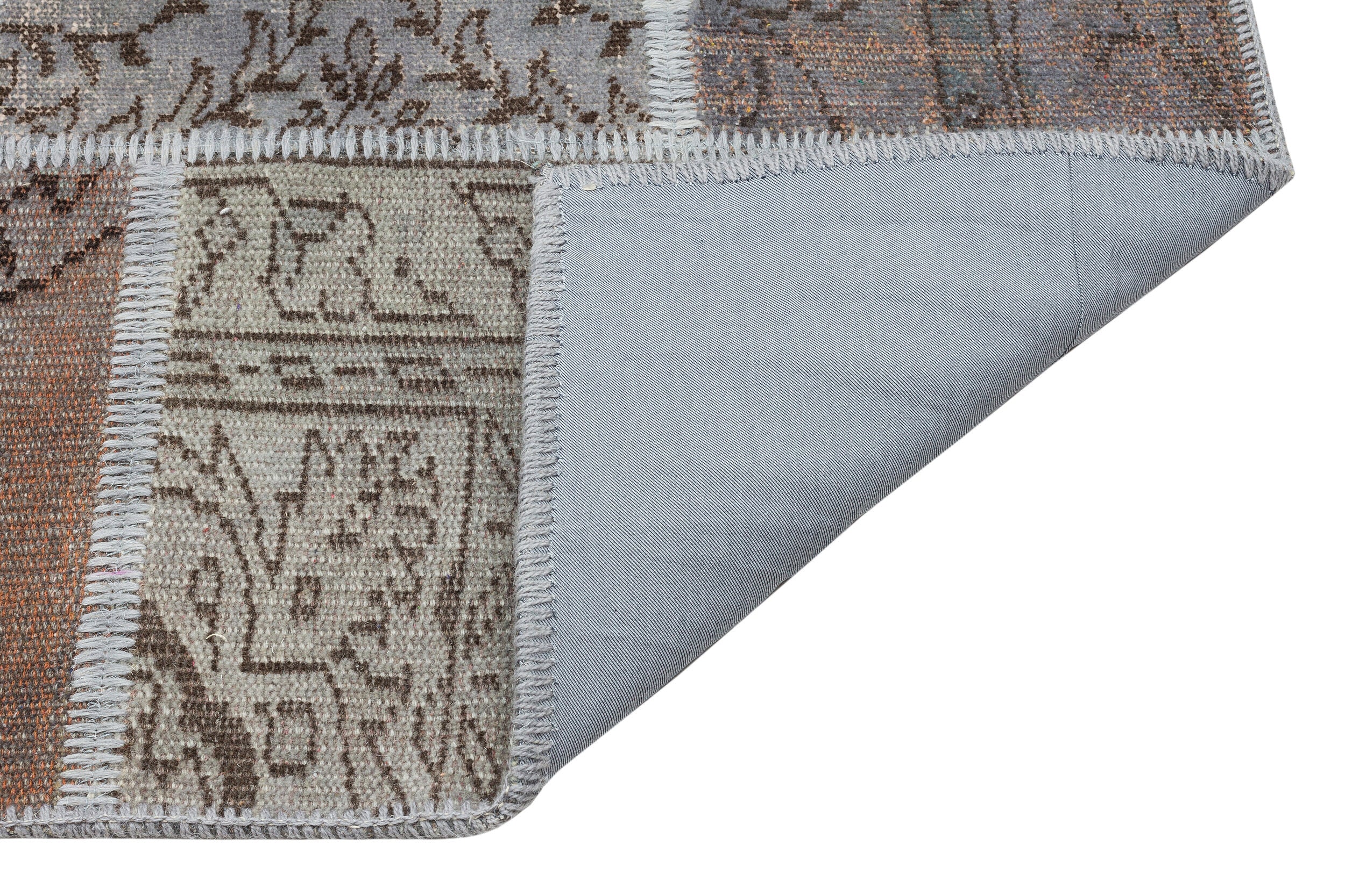 Gray Over Dyed Patchwork Unique Rug 5'4'' x 7'8'' ft 162 x 234 cm