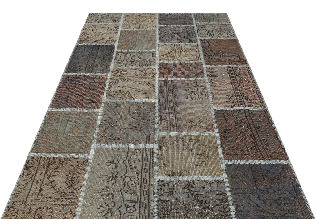 Gray Over Dyed Patchwork Unique Rug 5'4'' x 7'8'' ft 162 x 234 cm