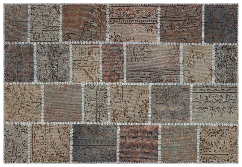 Gray Over Dyed Patchwork Unique Rug 5'4'' x 7'8'' ft 162 x 234 cm