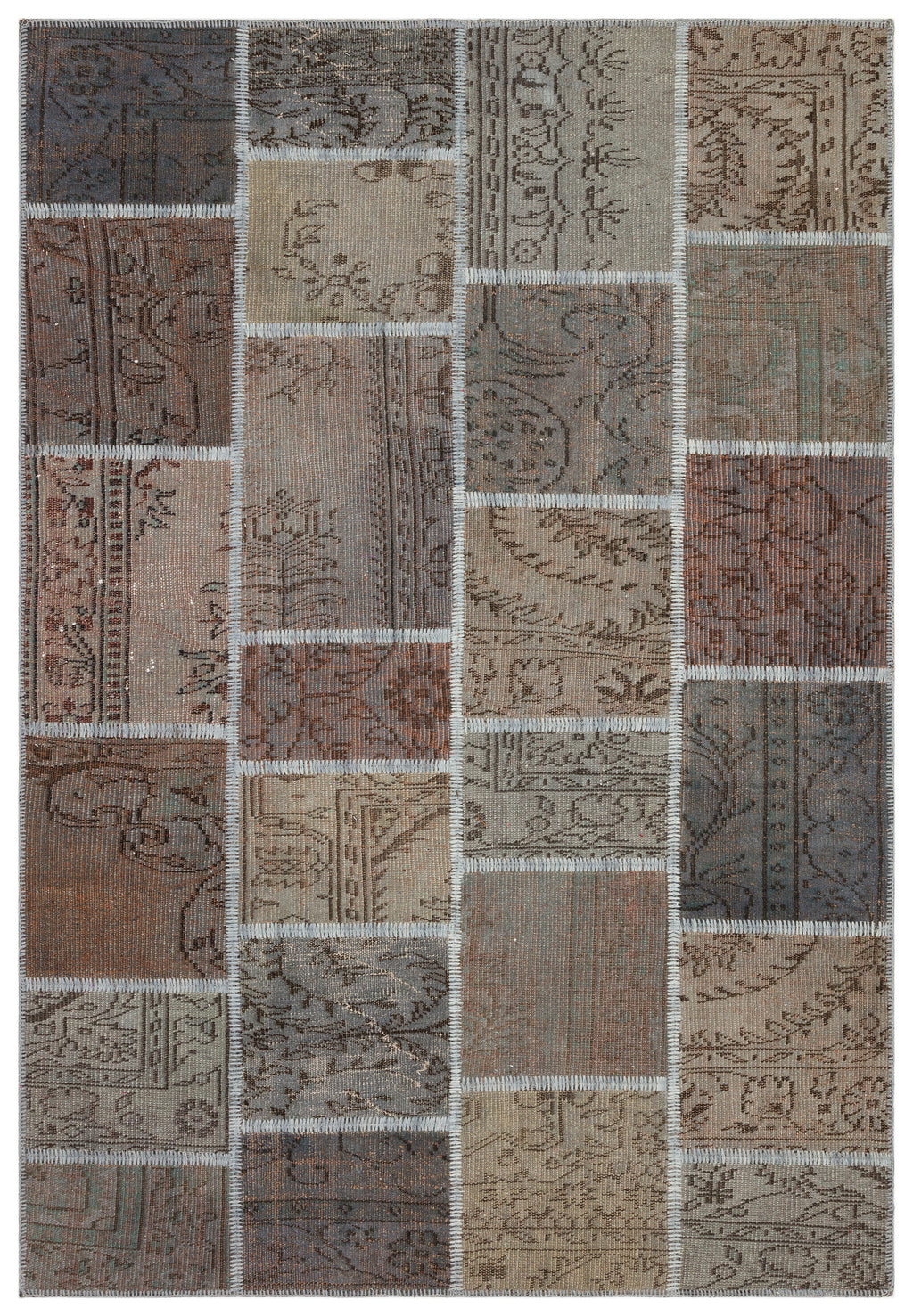 Gray Over Dyed Patchwork Unique Rug 5'4'' x 7'8'' ft 162 x 234 cm