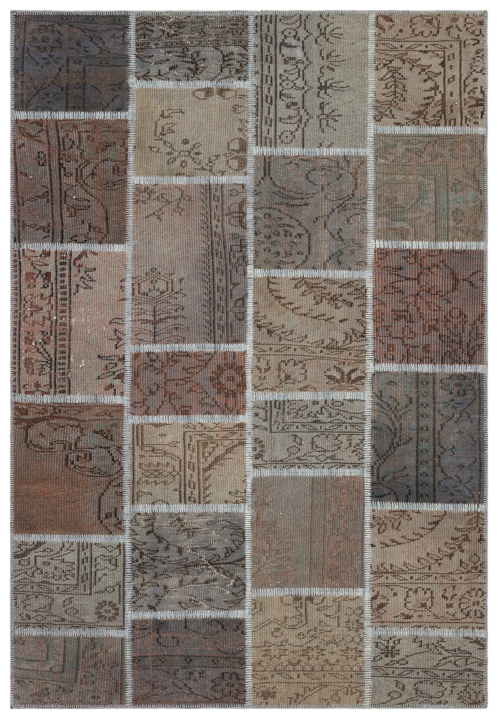 Gray Over Dyed Patchwork Unique Rug 5'4'' x 7'8'' ft 162 x 234 cm