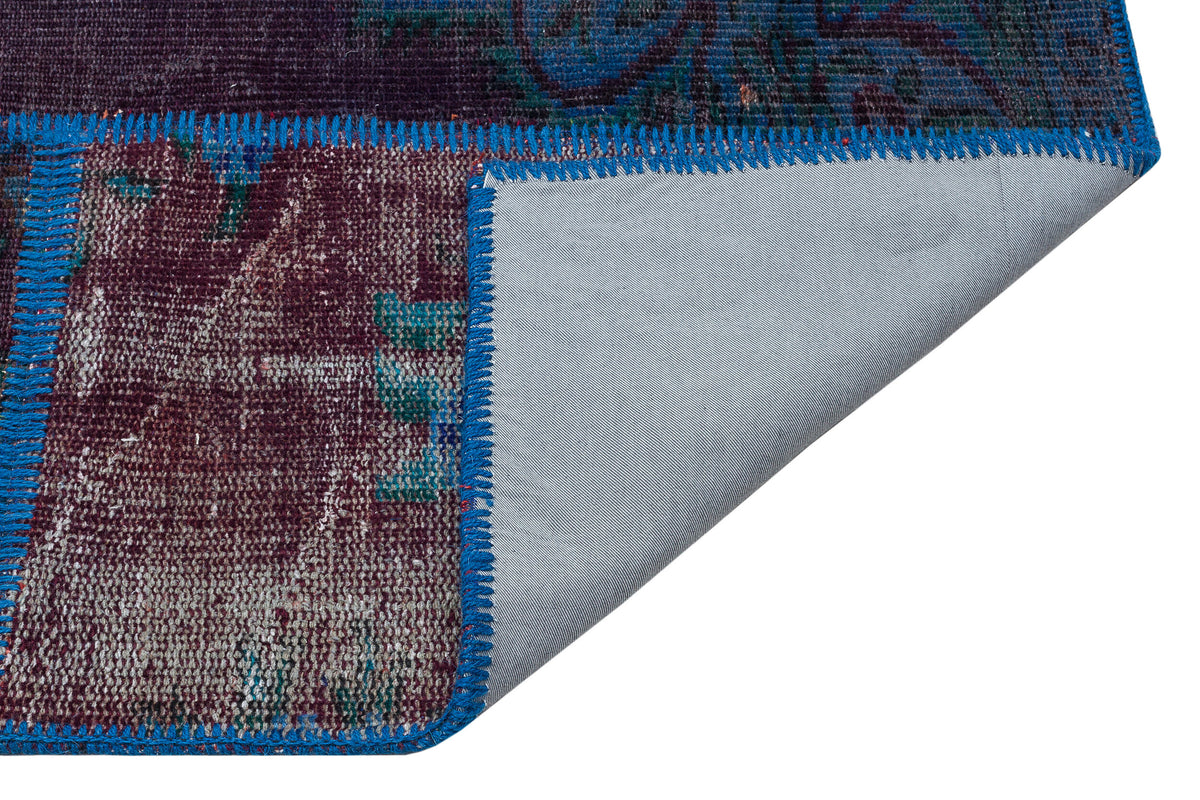 Blue Over Dyed Patchwork Unique Rug 5&#39;4&#39;&#39; x 7&#39;8&#39;&#39; ft 162 x 233 cm