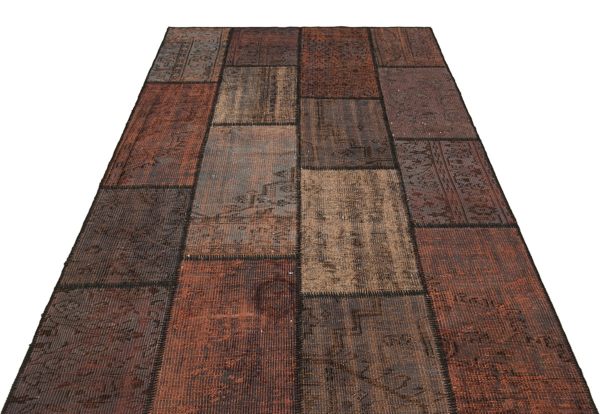 Brown Over Dyed Patchwork Unique Rug 5&#39;3&#39;&#39; x 7&#39;7&#39;&#39; ft 161 x 231 cm